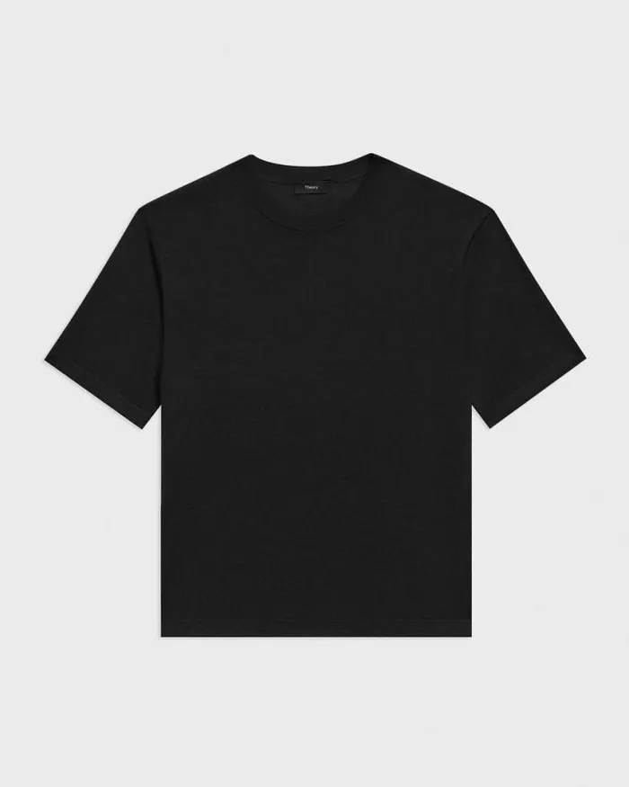 Sweaters Cardigans Men Theory Relaxed Tee In Regal Wool Black