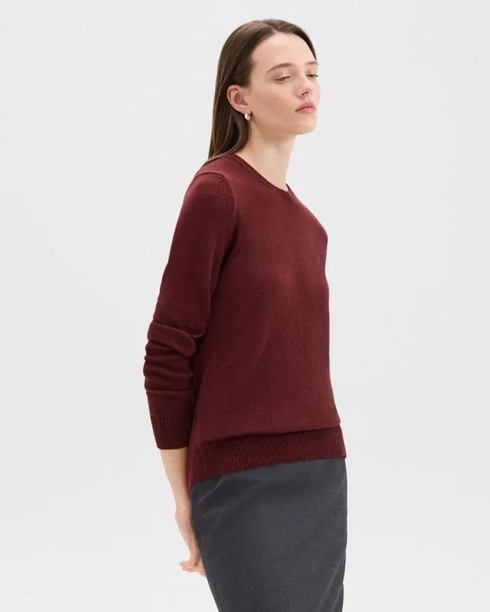 Sweaters Cardigans Women Theory Crewneck Sweater In Feather Cashmere Cordovan