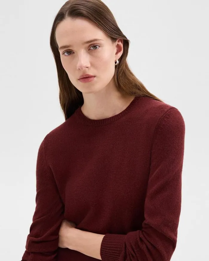 Sweaters Cardigans Women Theory Crewneck Sweater In Feather Cashmere Cordovan