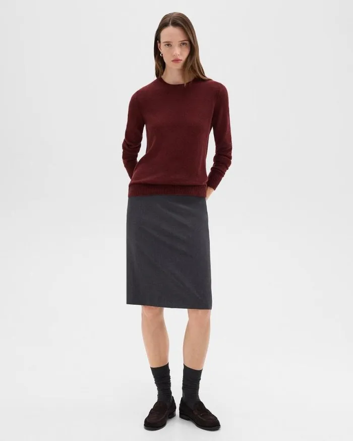Sweaters Cardigans Women Theory Crewneck Sweater In Feather Cashmere Cordovan