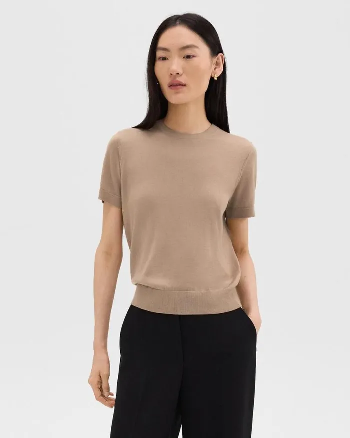 Sweaters Cardigans Women Theory Sweater Tee In Regal Wool Palomino