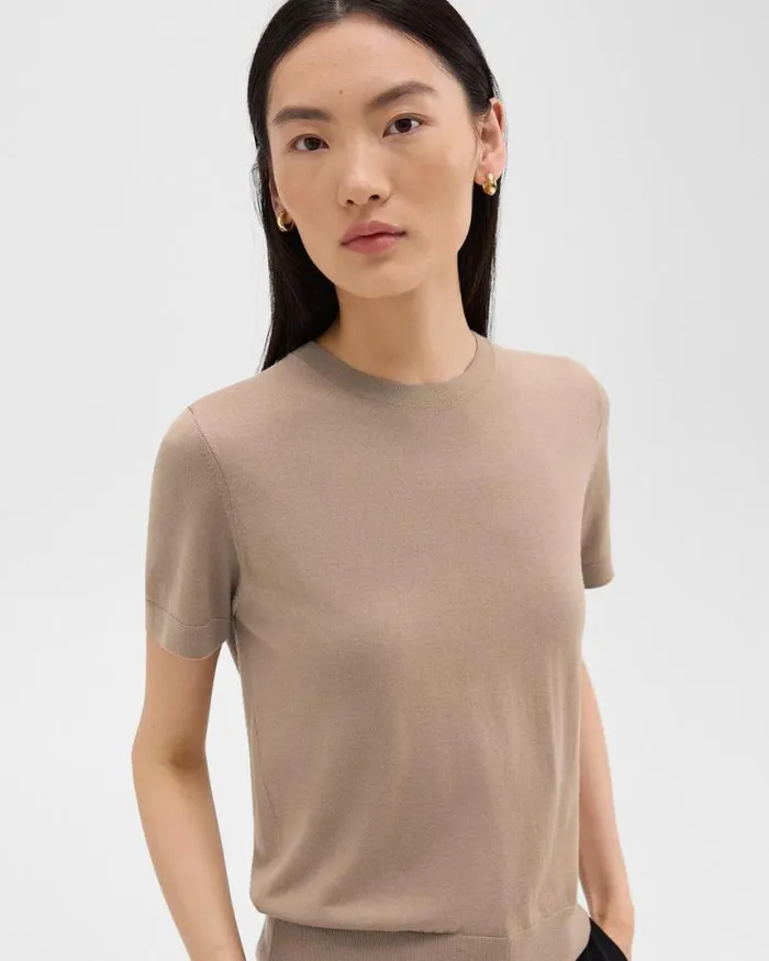 Sweaters Cardigans Women Theory Sweater Tee In Regal Wool Palomino
