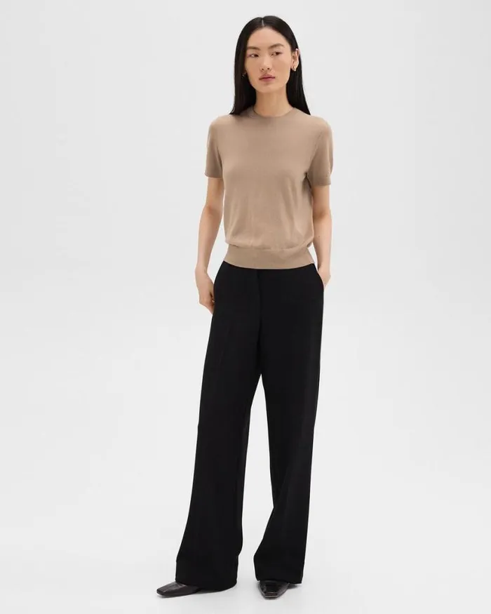Sweaters Cardigans Women Theory Sweater Tee In Regal Wool Palomino