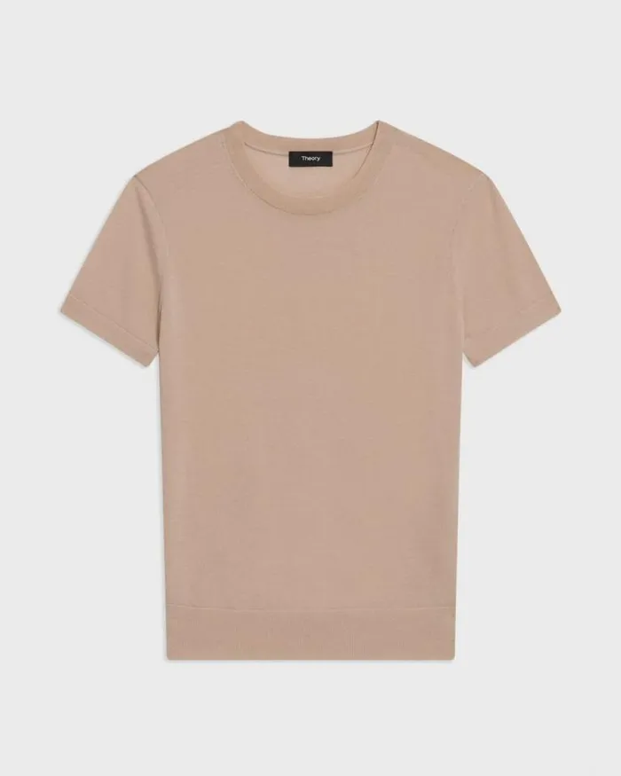 Sweaters Cardigans Women Theory Sweater Tee In Regal Wool Palomino