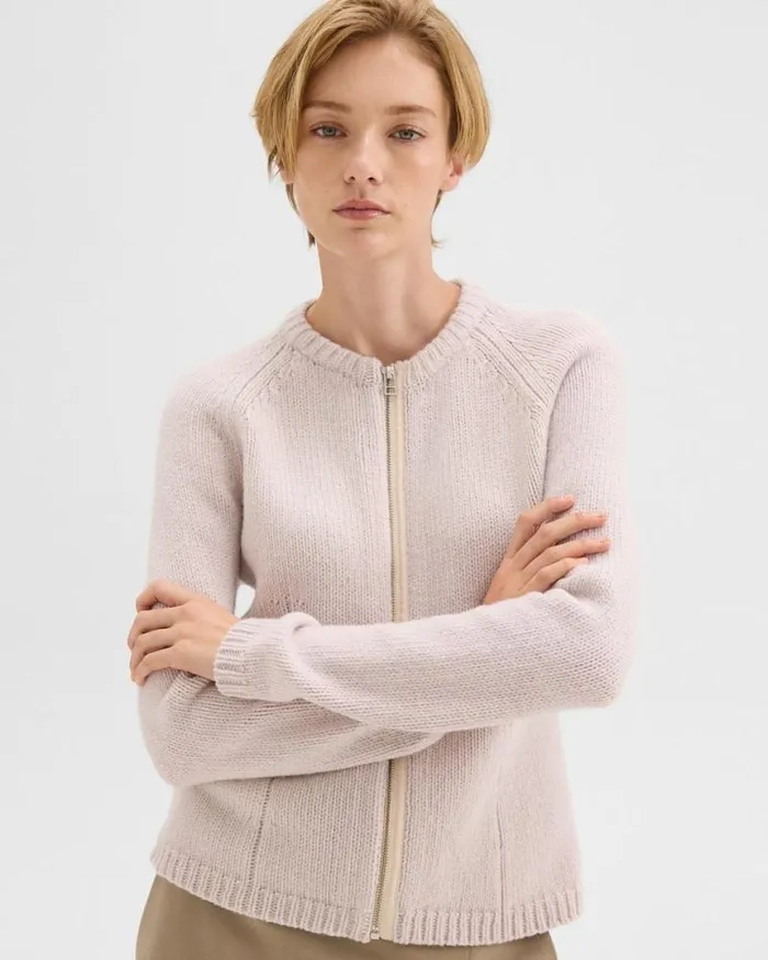Sweaters Cardigans Women Theory ZipUp Cardigan In Felted WoolCashmere Soft Opal