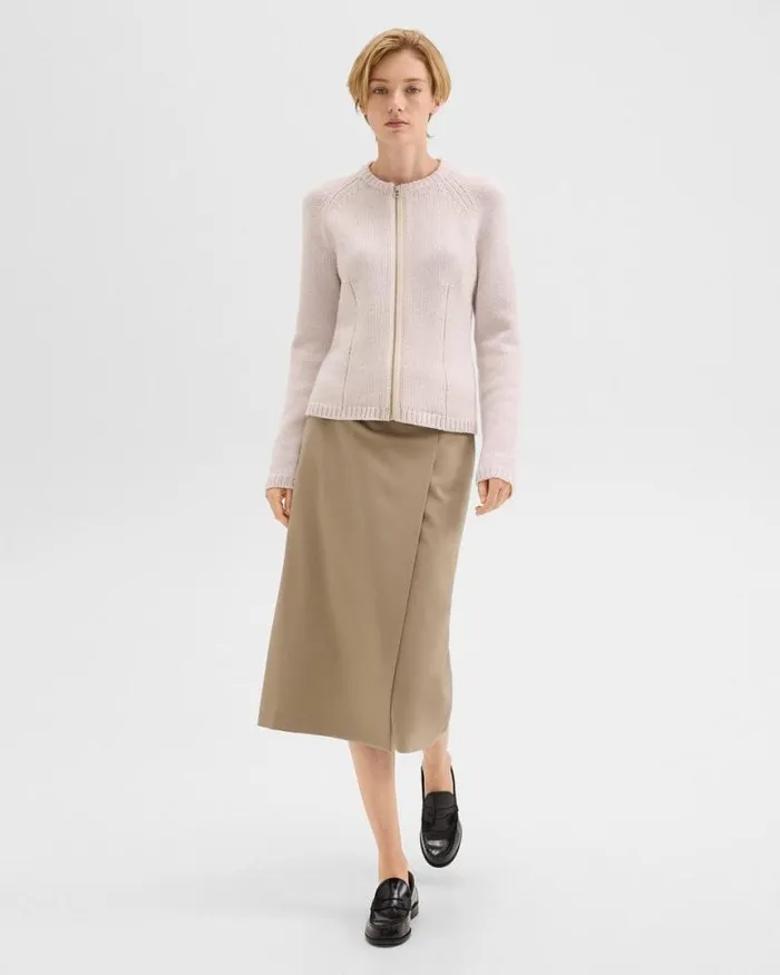 Sweaters Cardigans Women Theory ZipUp Cardigan In Felted WoolCashmere Soft Opal