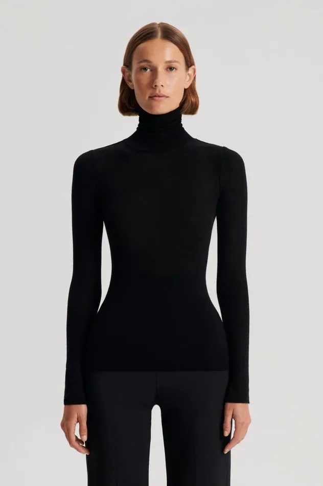 Sweaters Women Scanlan Theodore BABYWOOL POLO Black All Online Sweaters Women Scanlan Theodore BABYWOOL POLO Black All Online