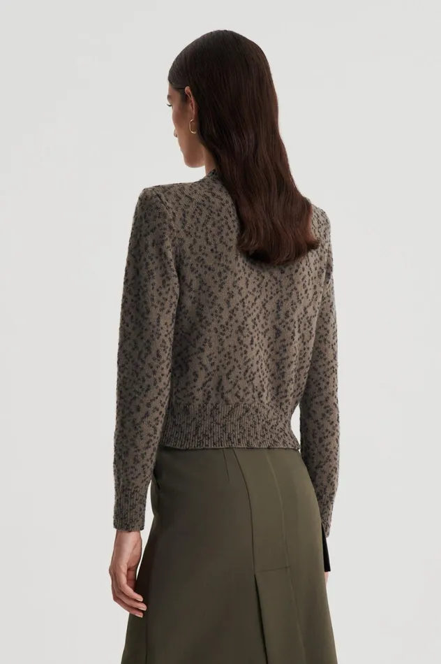 Sweaters Women Scanlan Theodore BOUCLE SHOULDER PAD SWEATER Khaki