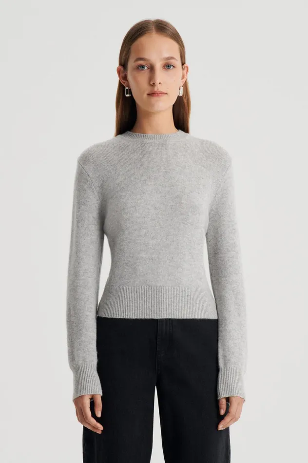 Sweaters Women Scanlan Theodore CASHMERE CREW SWEATER Lightgreymelange