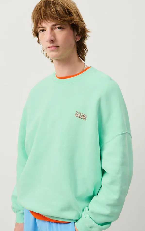 Sweatshirt Izubird Vintage Sea Green Men American Vintage Sweatshirts