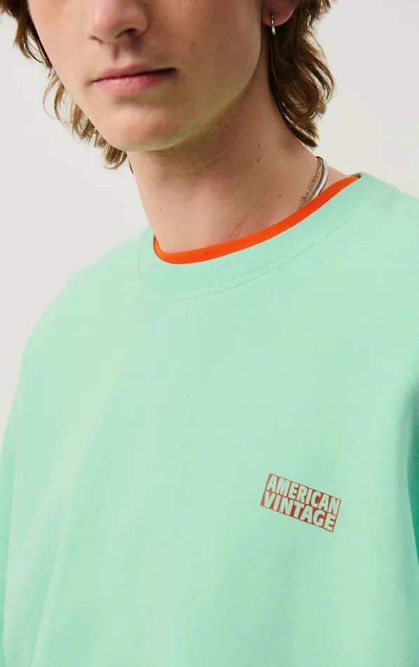 Sweatshirt Izubird Vintage Sea Green Men American Vintage Sweatshirts