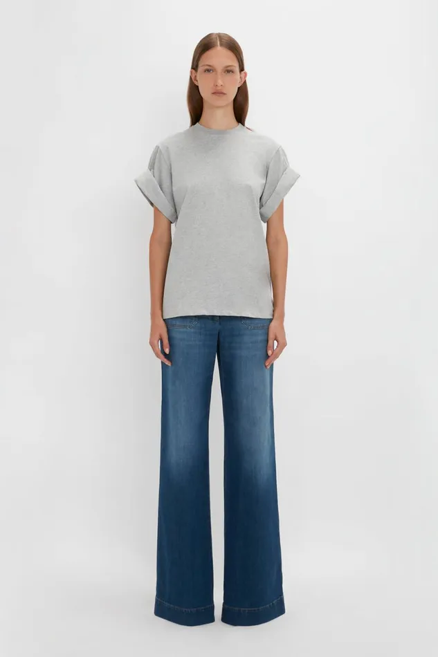 TShirts and Sweatshirts Women Victoria Beckham Asymmetric Relaxed Fit TShirt In Grey Marl