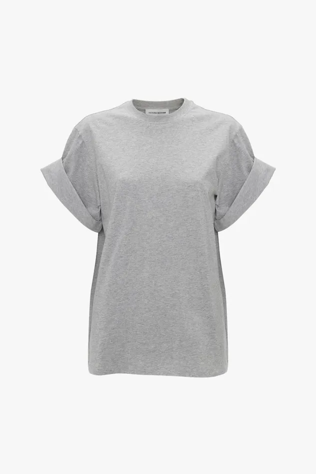 TShirts and Sweatshirts Women Victoria Beckham Asymmetric Relaxed Fit TShirt In Grey Marl