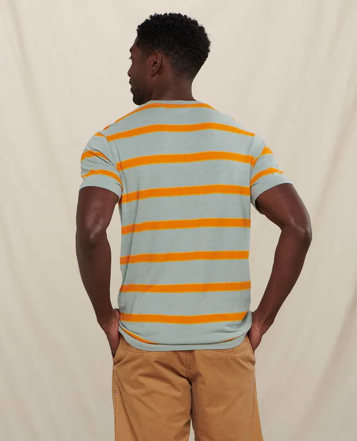 TShirts Grom Hemp Short Sleeve Tee Pale Slate Wide Stripe 8211 ToadandCo Men8217s