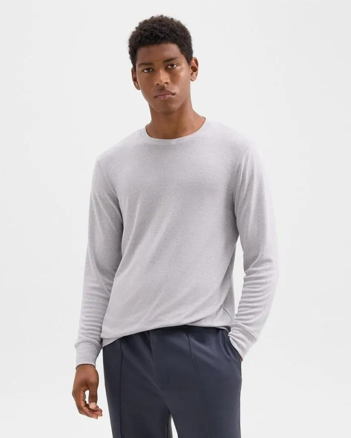 TShirts Polos Men Theory Essential LongSleeve Tee In Anemone Modal Jersey Grey Multi