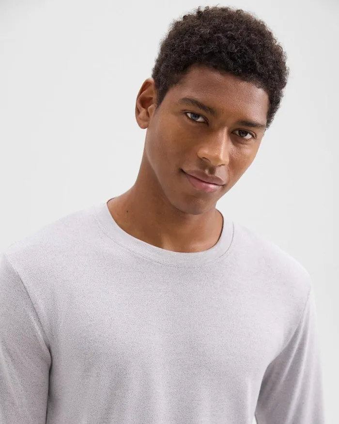 TShirts Polos Men Theory Essential LongSleeve Tee In Anemone Modal Jersey Grey Multi
