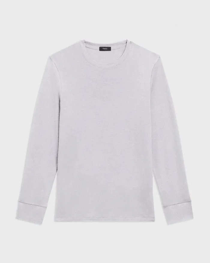 TShirts Polos Men Theory Essential LongSleeve Tee In Anemone Modal Jersey Grey Multi