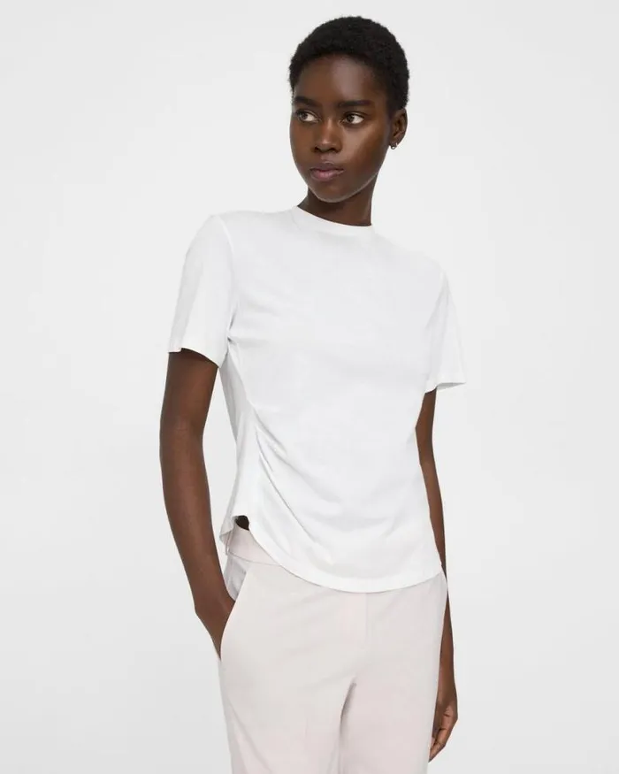 TShirts Tank Tops Women Theory Draped Tee In Organic Cotton White