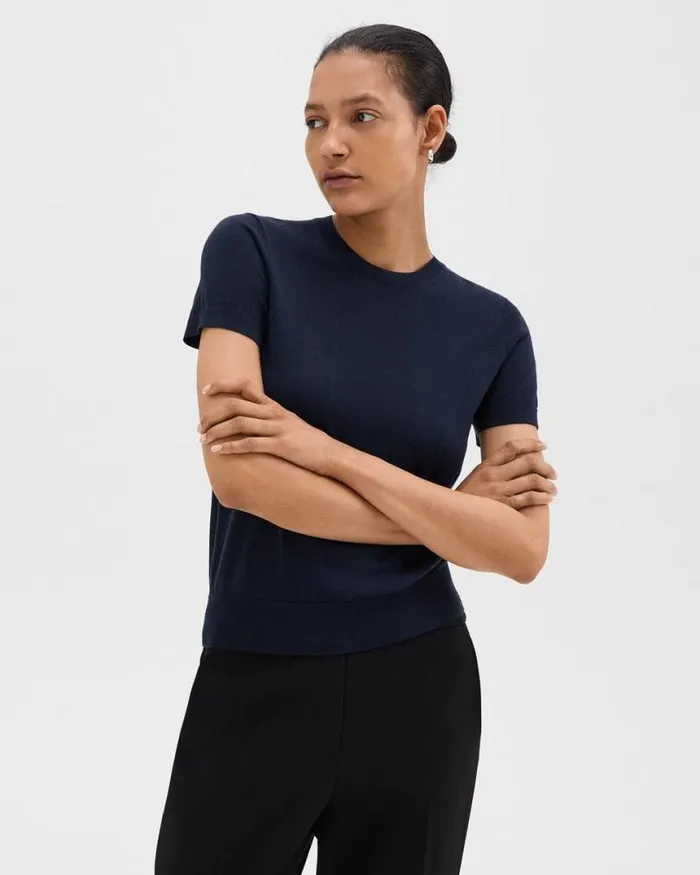 TShirts Tank Tops Women Theory Sweater Tee In Regal Wool Deep Navy