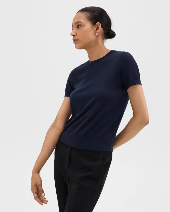 TShirts Tank Tops Women Theory Sweater Tee In Regal Wool Deep Navy