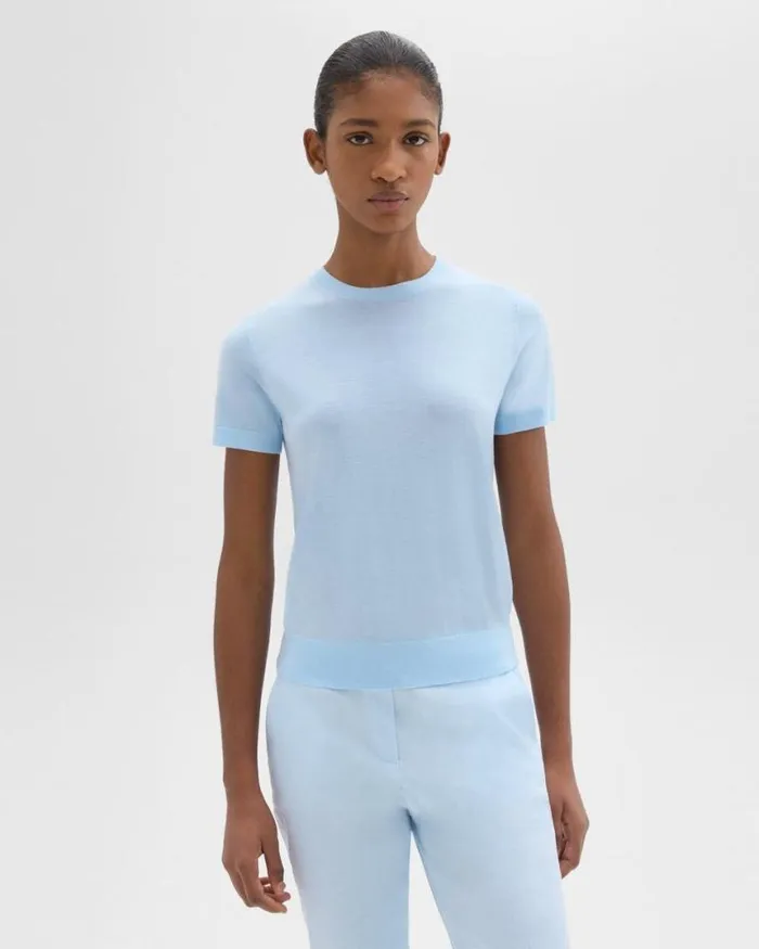 TShirts Tank Tops Women Theory Sweater Tee In Regal Wool Skylight