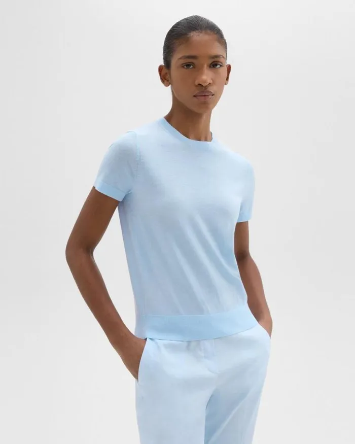 TShirts Tank Tops Women Theory Sweater Tee In Regal Wool Skylight