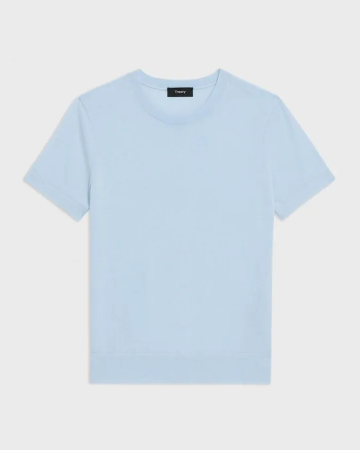 TShirts Tank Tops Women Theory Sweater Tee In Regal Wool Skylight