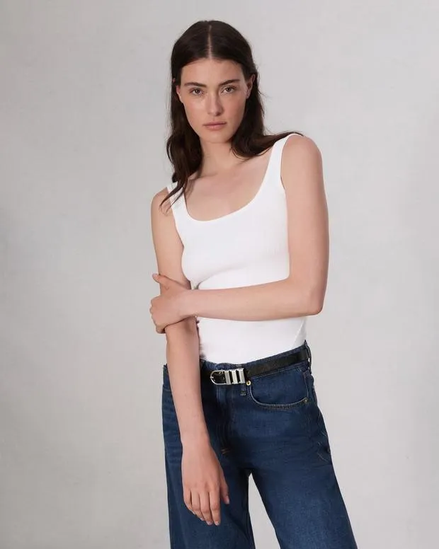 TShirts Women Rag and Bone Essential Rib Scoop Tank White