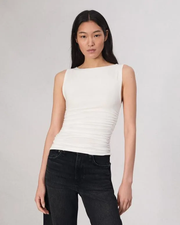TShirts Women Rag and Bone Luca Shirred Tank White