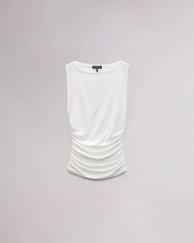 TShirts Women Rag and Bone Luca Shirred Tank White