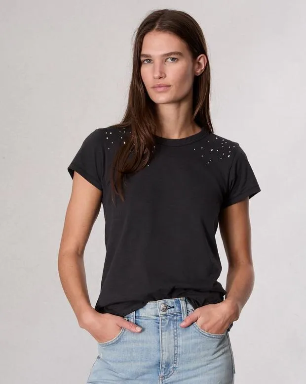 TShirts Women Rag and Bone Studded Cotton TShirt Black