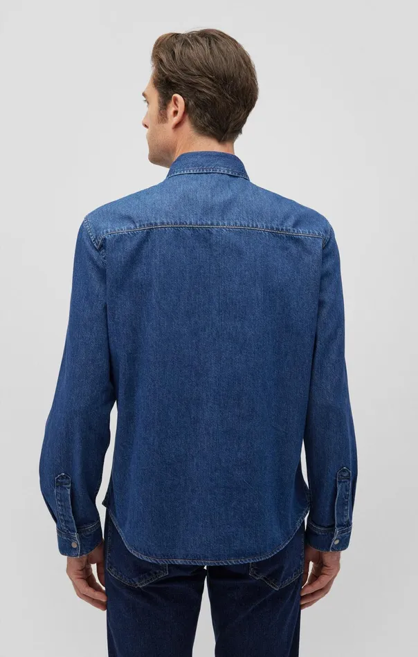 Ted Denim Shirt In Dark Brushed Denim Men Mavi Jeans Shirts