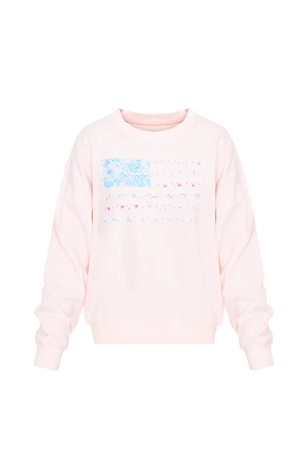 Tees and Fleece Women LoveShackFancy Palo Americana Fleece Pullover Wistful Pink