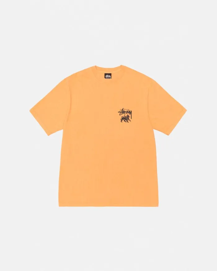 Tees MenWomen Stussy RASTA LION TEE PIGMENT DYED Orange