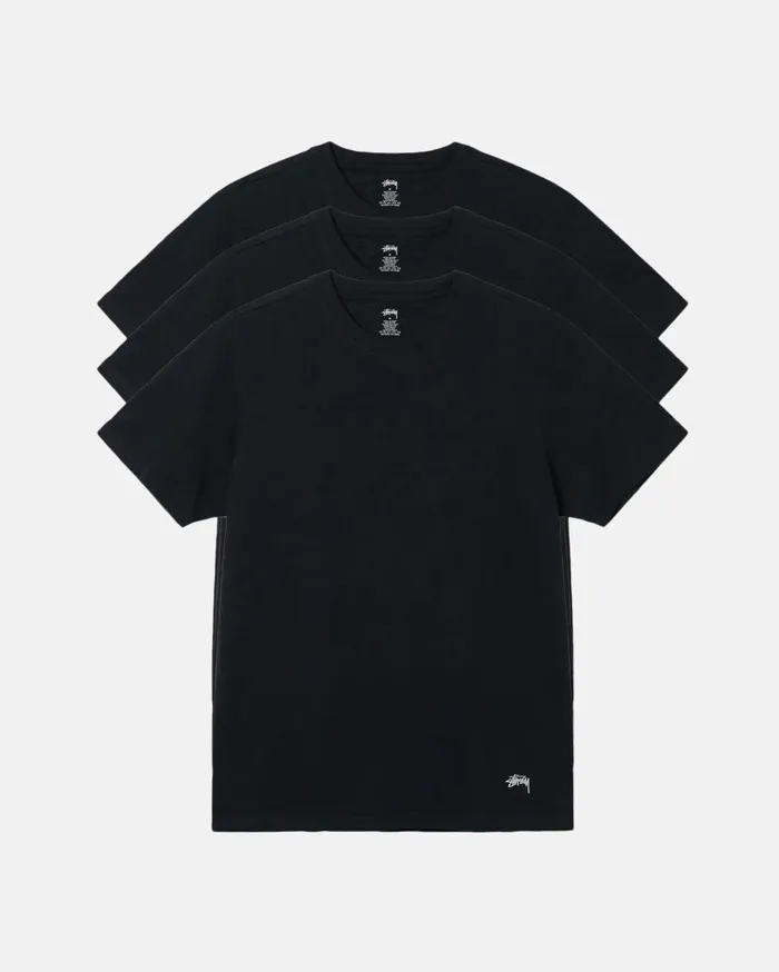 Tees MenWomen Stussy STSSY UNDERSHIRTS 3 PACK Black