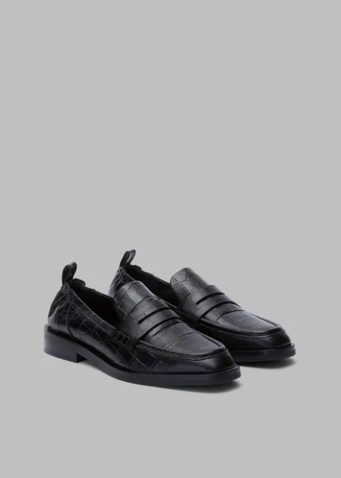 The Frankie Shop 31 Phillip Lim Alexa Soft Penny Croco Loafers 8211 Black 8211 Women