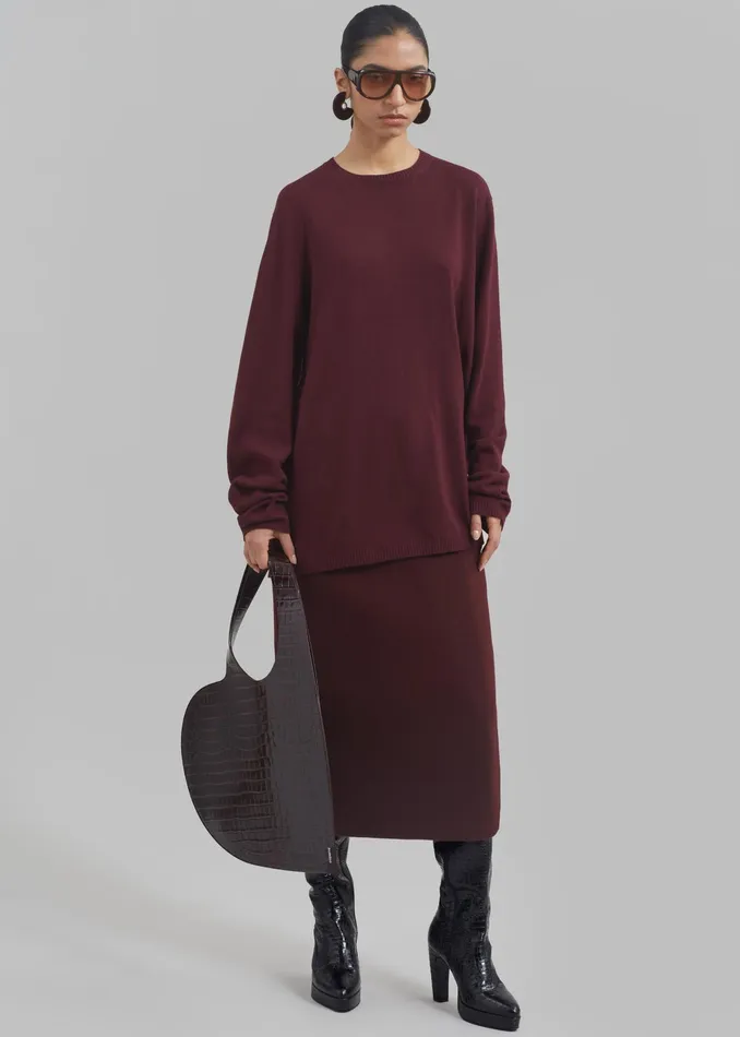 The Frankie Shop Bottoms Arley Midi Skirt 8211 Burgundy 8211 Women