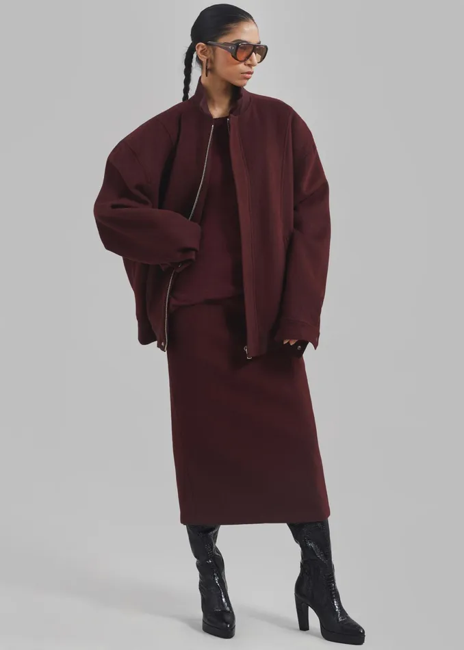 The Frankie Shop Bottoms Arley Midi Skirt 8211 Burgundy 8211 Women