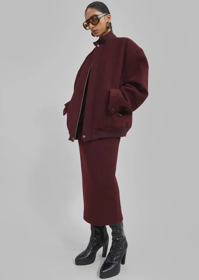 The Frankie Shop Bottoms Arley Midi Skirt 8211 Burgundy 8211 Women