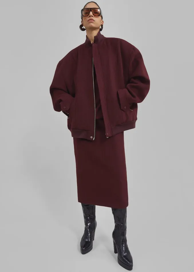 The Frankie Shop Bottoms Arley Midi Skirt 8211 Burgundy 8211 Women