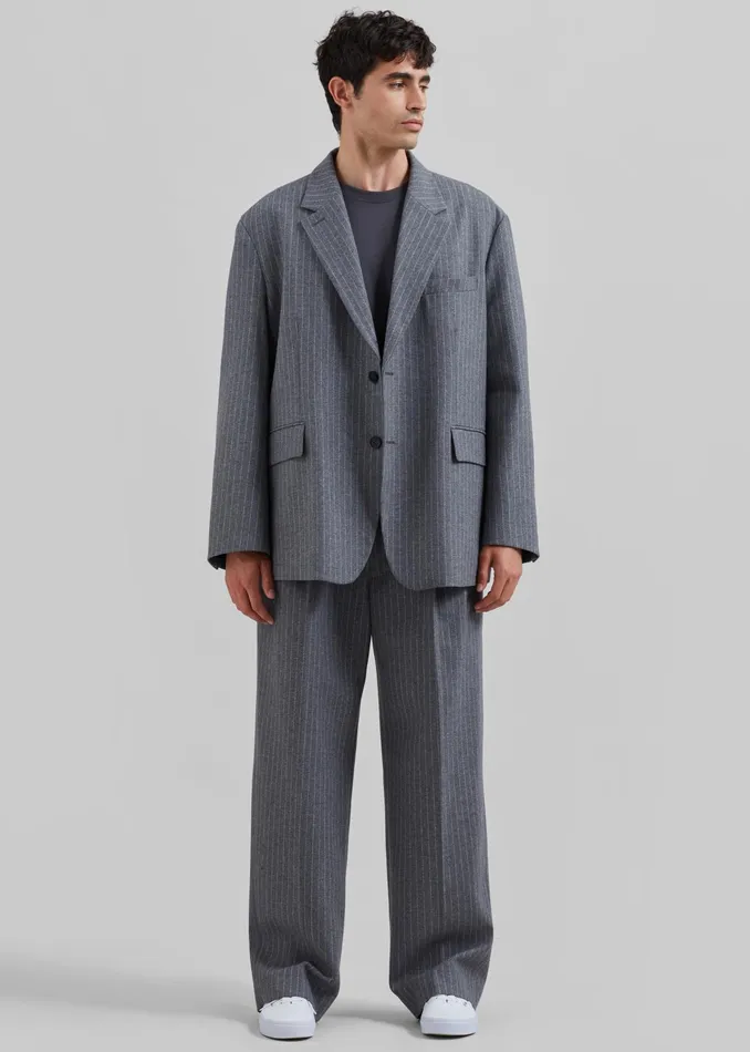The Frankie Shop Bottoms Beo Suit Pants 8211 GreyWhite Pinstripe 8211 Men