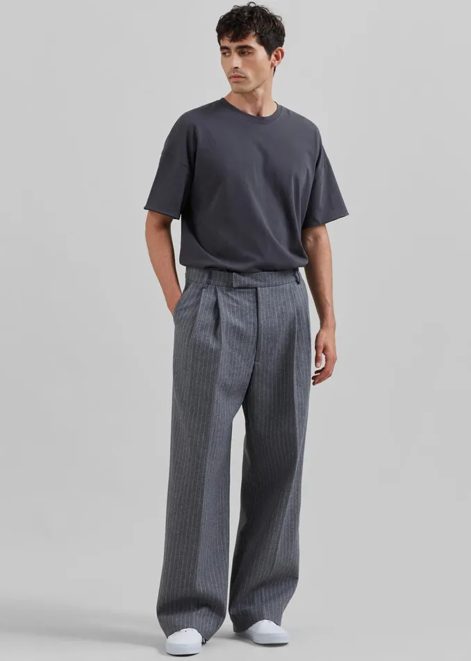 The Frankie Shop Bottoms Beo Suit Pants 8211 GreyWhite Pinstripe 8211 Men