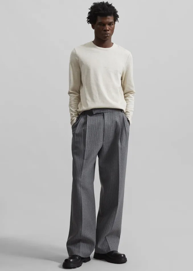 The Frankie Shop Bottoms Beo Suit Pants 8211 GreyWhite Pinstripe 8211 Men