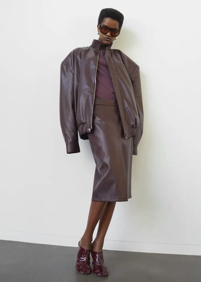 The Frankie Shop Bottoms Brooklyn Faux Leather Midi Skirt 8211 Burgundy 8211 Women