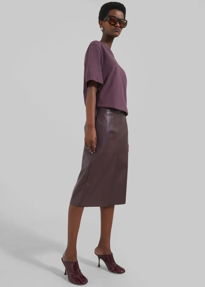 The Frankie Shop Bottoms Brooklyn Faux Leather Midi Skirt 8211 Burgundy 8211 Women