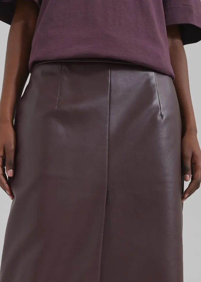 The Frankie Shop Bottoms Brooklyn Faux Leather Midi Skirt 8211 Burgundy 8211 Women