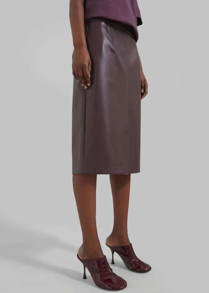 The Frankie Shop Bottoms Brooklyn Faux Leather Midi Skirt 8211 Burgundy 8211 Women
