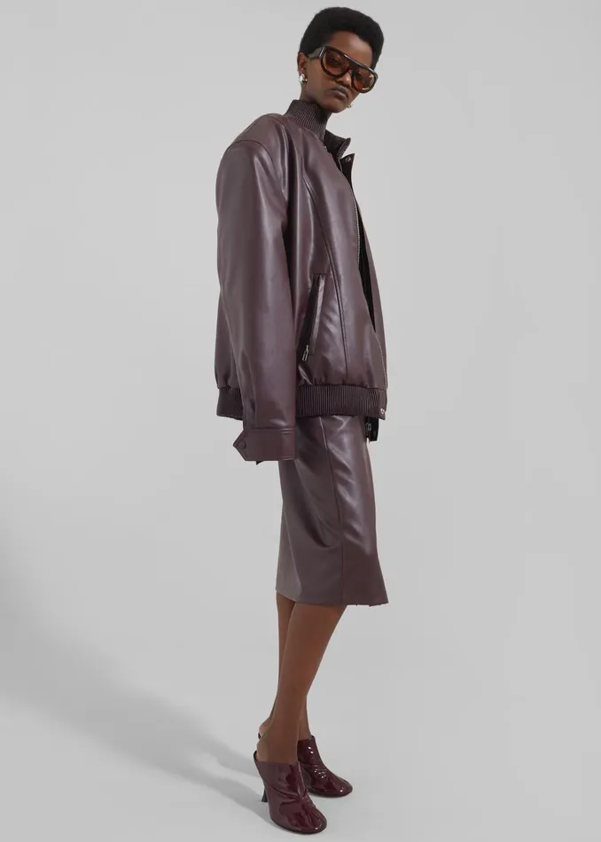The Frankie Shop Bottoms Brooklyn Faux Leather Midi Skirt 8211 Burgundy 8211 Women