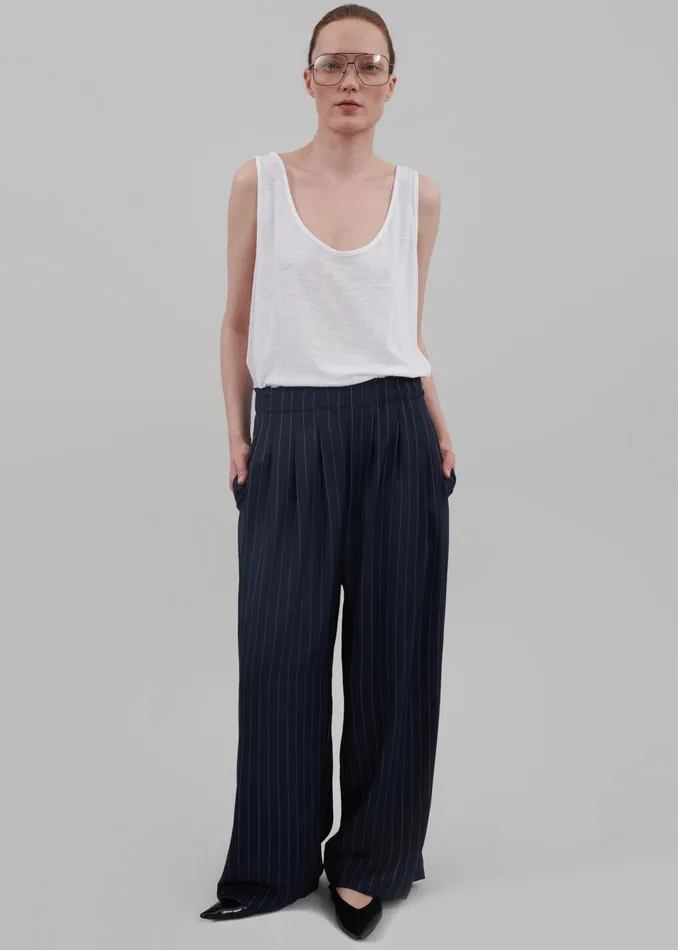 The Frankie Shop Bottoms Caden Boxer Trousers 8211 NavyWhite Pinstripe 8211 Women