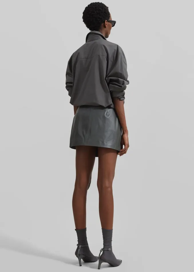 The Frankie Shop Bottoms Cleo Leather Mini Wrap Skirt 8211 Light Khaki 8211 Women